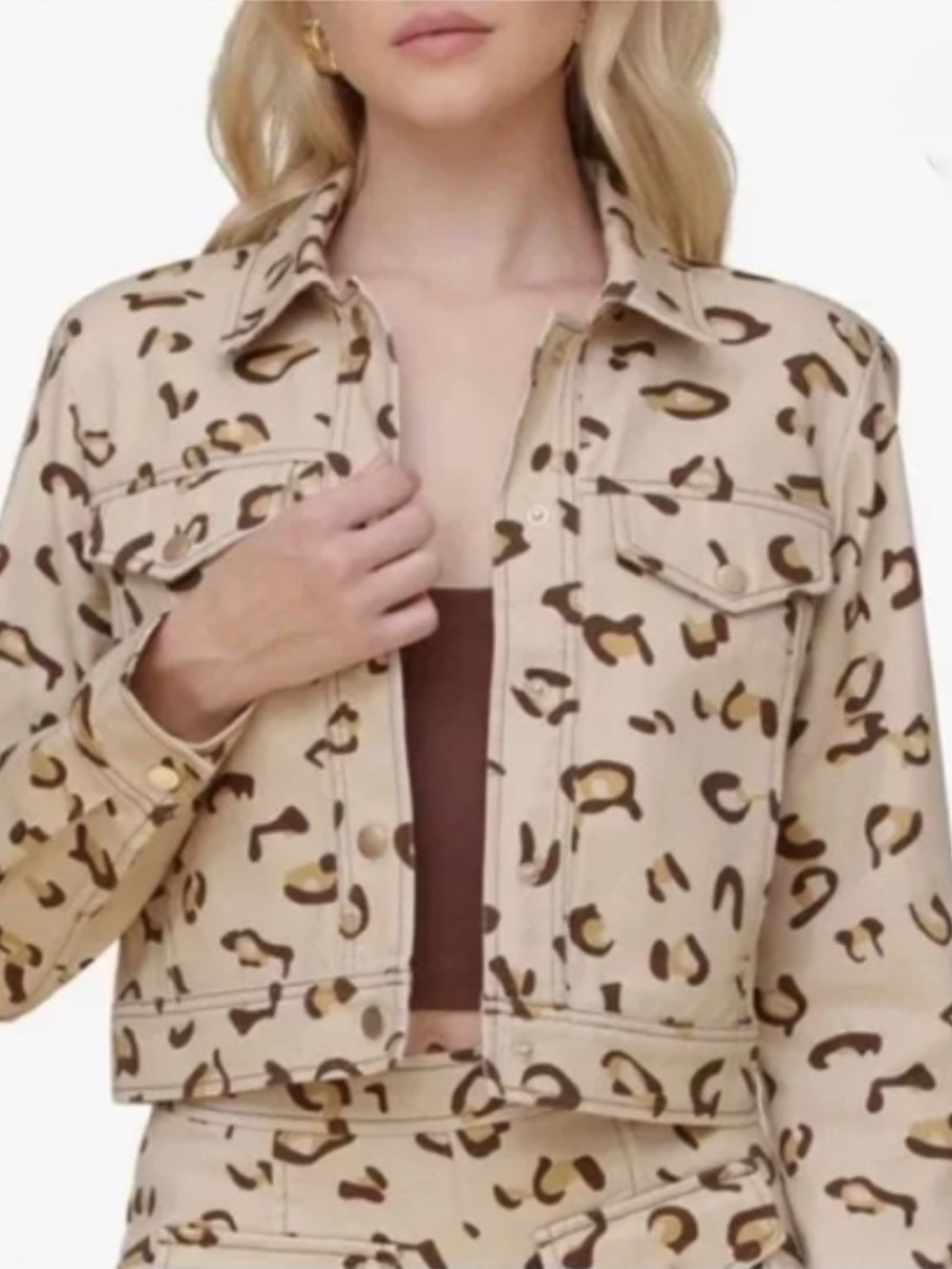 Avec Les Filles Leopard Print Denim Jacket Size XL